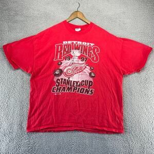 Vintage Detroit Red Wings Shirt Men's 3XL Graphic Boxy Stanley Cup Champions 90s